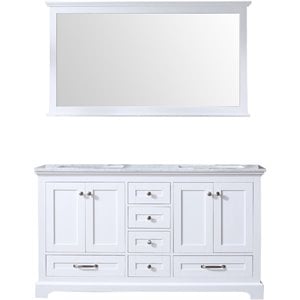 Lexora Home Dukes 60&quot Carrara Marble Top Double Vanity in White