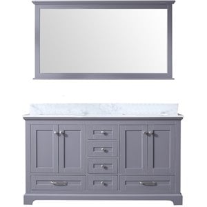 Lexora Home Dukes 60&quot Carrara Marble Top Double Vanity in Dark Gray
