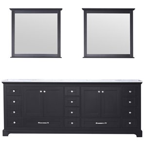 Lexora Home Dukes 84&quot Carrara Marble Top Double Vanity in Espresso