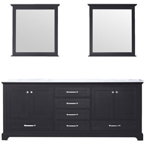 Lexora Home Dukes 80&quot Carrara Marble Top Double Vanity in Espresso