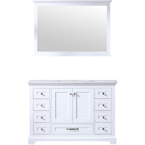 Lexora Home Dukes 48&quot Carrara Marble Top Single Vanity in White