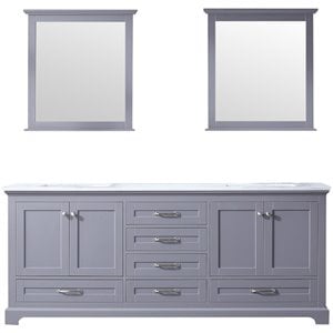 Lexora Home Dukes 80&quot Carrara Marble Top Double Vanity in Dark Gray