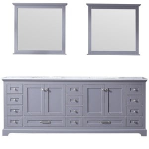 Lexora Home Dukes 84&quot Carrara Marble Top Double Vanity in Dark Gray