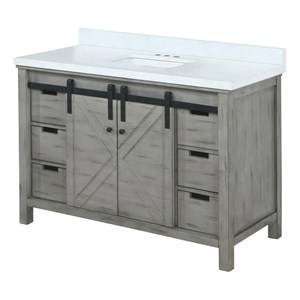 Lexora Home Marsyas 48&quot Quartz Top Single Vanity with Sink in Ash Gray