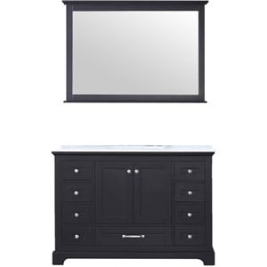Lexora Home Dukes 48&quot Carrara Marble Top Single Vanity in Espresso
