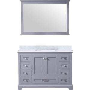 Lexora Home Dukes 48&quot Carrara Marble Top Single Vanity in Dark Gray