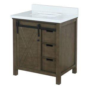 Lexora Home Marsyas 30&quot Quartz Top Single Vanity with Sink in Rustic Brown
