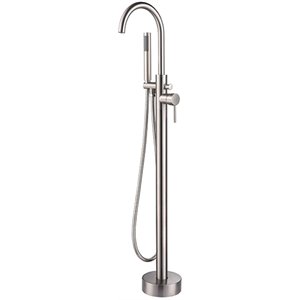 Lexora Home Free Standing Bathtub Faucet with Showerwand in Brushed Nickel