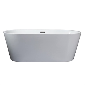 Lexora Home Melina 59&quot Free Standing Acrylic Bathtub in Glossy White