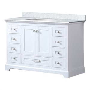 Lexora Home Dukes 48&quot Carrara Marble Top Single Vanity with Sink in White