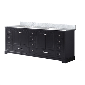 Lexora Home Dukes 84&quot Carrara Marble Top Double Vanity with Sinks in Espresso