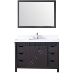 Lexora Home Marsyas 48&quot Quartz Top Single Vanity in Brown