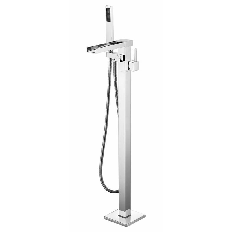 Lexora Home Cascata Free Standing Bathtub Faucet with Showerwand in Chrome
