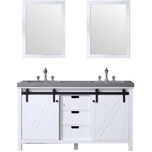 Lexora Home Marsyas 60&quot Quartz Top Double Vanity in White