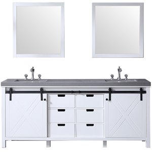 Lexora Home Marsyas 80&quot Quartz Top Double Vanity in White