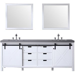 Lexora Home Marsyas 84&quot Quartz Top Double Vanity in White