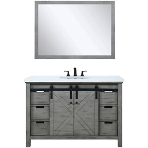 Lexora Home Marsyas 48&quot Quartz Top Single Vanity in Ash Gray