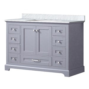 Lexora Home Dukes 48&quot Carrara Marble Top Single Vanity with Sink in Dark Gray