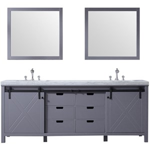 Lexora Home Marsyas 84&quot Carrara Marble Top Double Vanity in Dark Gray