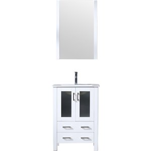Lexora Home Volez 24&quot Single Vanity with Integrated Sink and Mirror in White