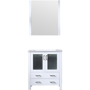 Lexora Home Volez 30&quot Single Vanity with Integrated Sink and Mirror in White