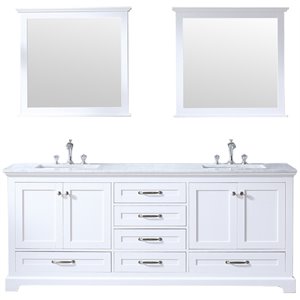 Lexora Home Dukes 80&quot Carrara Marble Top Double Vanity in White