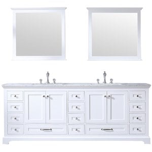 Lexora Home Dukes 84&quot Carrara Marble Top Double Vanity in White