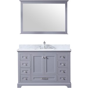 Lexora Home Dukes 48&quot Carrara Marble Top Single Vanity in Dark Gray