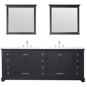 Lexora Home Dukes 84&quot Carrara Marble Top Double Vanity in Espresso