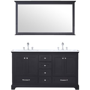 Lexora Home Dukes 60&quot Carrara Marble Top Double Vanity in Espresso