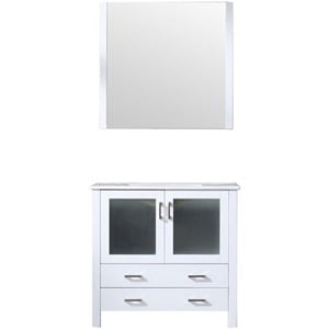 Lexora Home Volez 36&quot Single Vanity with Integrated Sink and Mirror in White