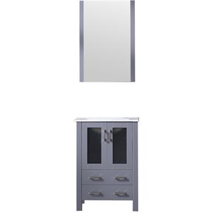 Lexora Home Volez 24&quot Single Vanity with Integrated Sink and Mirror in Dark Gray