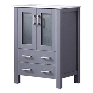 Lexora Home Volez 24&quot Single Vanity with Integrated Sink in Dark Gray