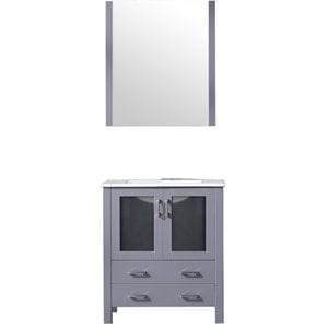 Lexora Home Volez 30&quot Single Vanity with Integrated Sink and Mirror in Dark Gray
