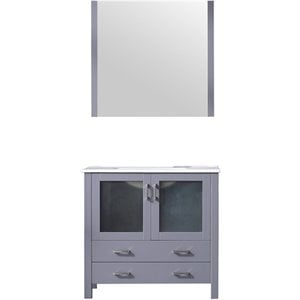Lexora Home Volez 36&quot Single Vanity with Integrated Sink and Mirror in Dark Gray