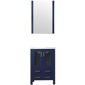 Lexora Home Volez 24&quot Single Vanity with Integrated Sink and Mirror in Navy Blue