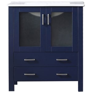 Lexora Home Volez 30&quot Single Vanity with Integrated Sink in Navy Blue