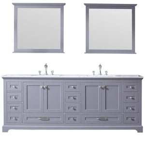 Lexora Home Dukes 84&quot Carrara Marble Top Double Vanity in Dark Gray