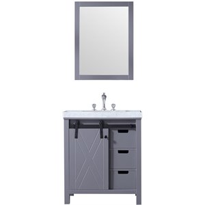 Lexora Home Marsyas 30&quot Carrara Marble Top Single Vanity in Dark Gray