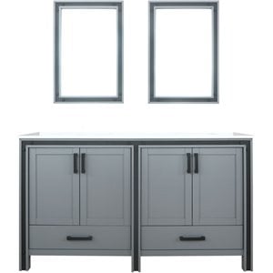 Lexora Home Ziva 60&quot Cultured Marble Top Double Vanity in Dark Gray