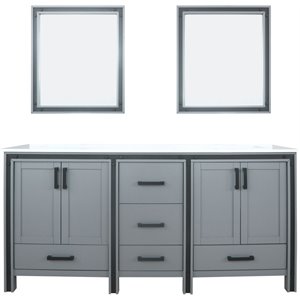 Lexora Home Ziva 72&quot Cultured Marble Top Double Vanity in Dark Gray