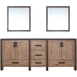 Lexora Home Ziva 80&quot Double Vanity with Mirrors in Rustic Barnwood