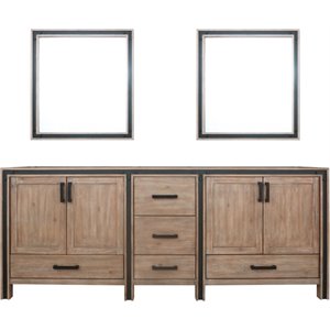 Lexora Home Ziva 84&quot Double Vanity with Mirrors in Rustic Barnwood