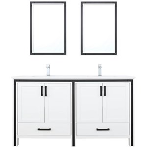 Lexora Home Ziva 60&quot Cultured Marble Top Double Vanity in White