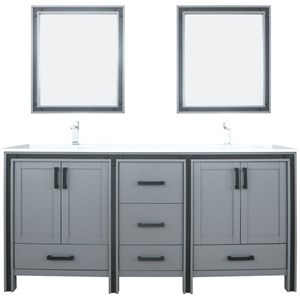 Lexora Home Ziva 72&quot Cultured Marble Top Double Vanity in Dark Gray
