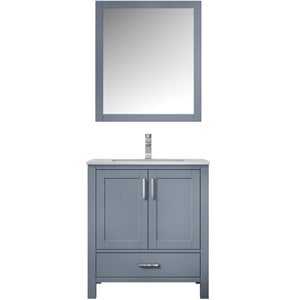 Lexora Home Jacques 30&quot Carrara Marble Top Single Vanity in Dark Gray