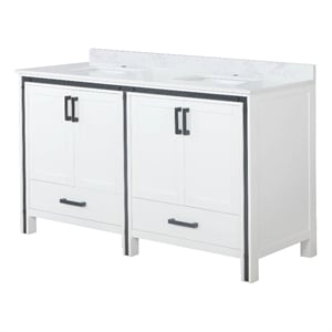 Lexora Home Ziva 60&quot Cultured Marble Top Double Vanity with Sink in White