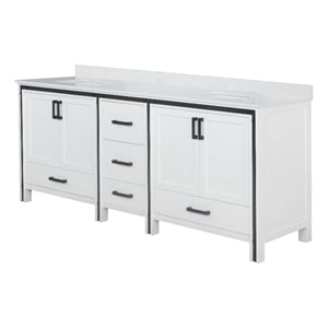 Lexora Home Ziva 84&quot Cultured Marble Top Double Vanity with Sink in White