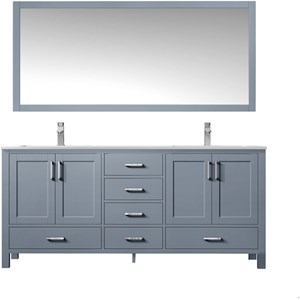Lexora Home Jacques 72&quot Carrara Marble Top Double Vanity in Dark Gray