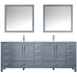 Lexora Home Jacques 84&quot Carrara Marble Top Double Vanity in Dark Gray